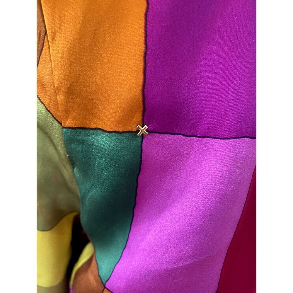 ST. JOHN SPORT MARIE GRAY Bomber Jacket Zip SILK SZ S Color Block 80s Wool Boho - Picture 6 of 10
